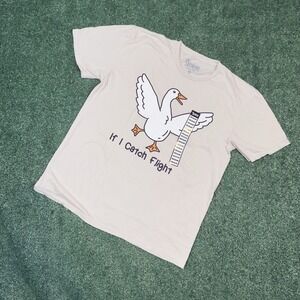 Spencer's Duck "If I‎ Catch Flight" Funny Graphic T-Shirt Men's Medium